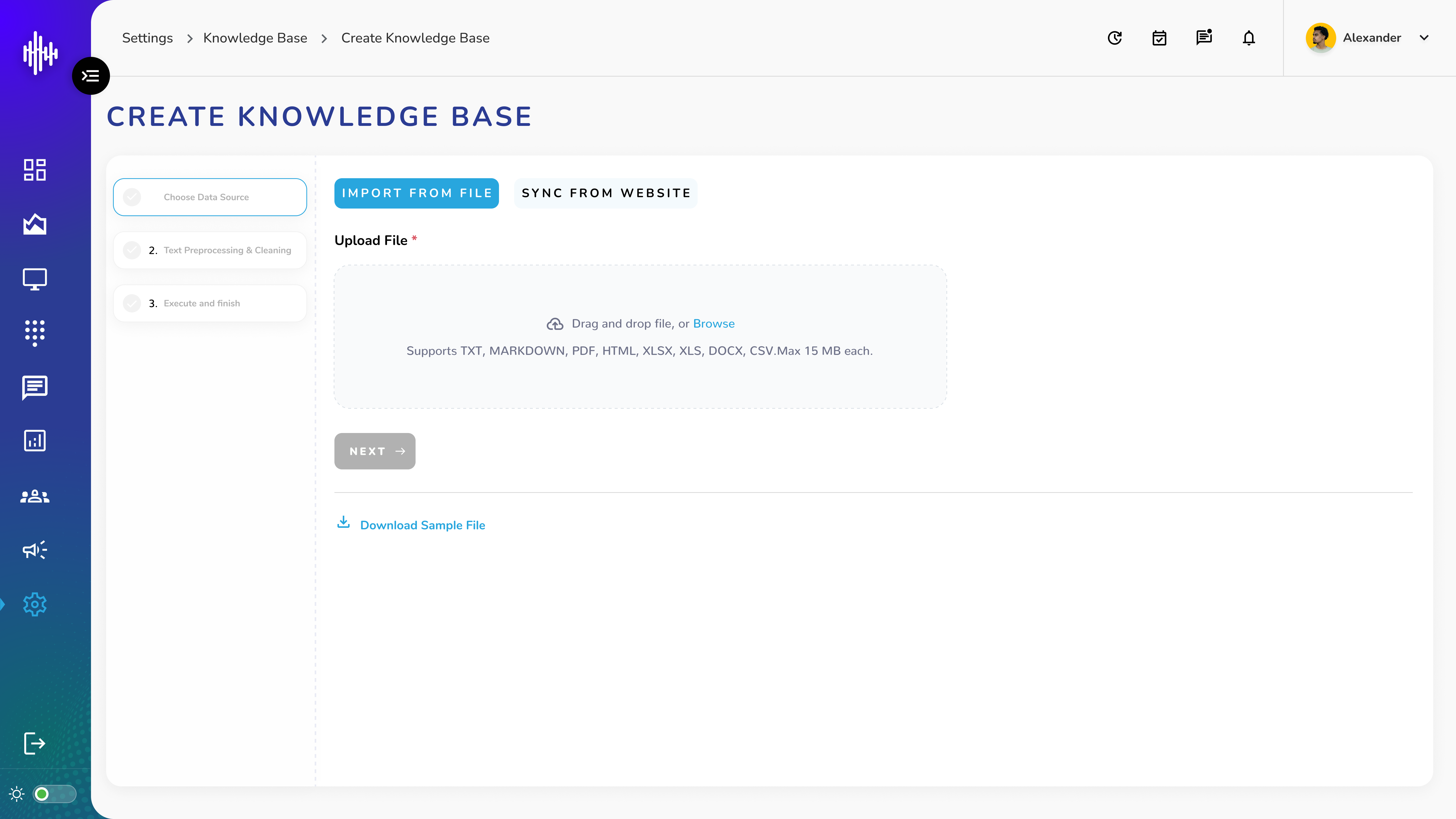 Knowledge Base - Add Step 1